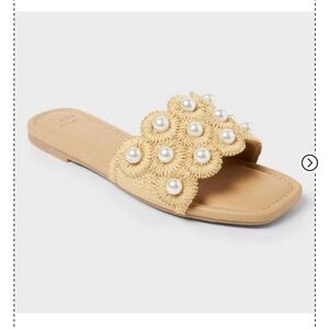 a new day Tan Sandals with Pearl Details